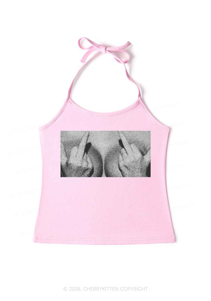 Middle Finger Bxxbs Y2K Halter Neck Cami Cherrykitten