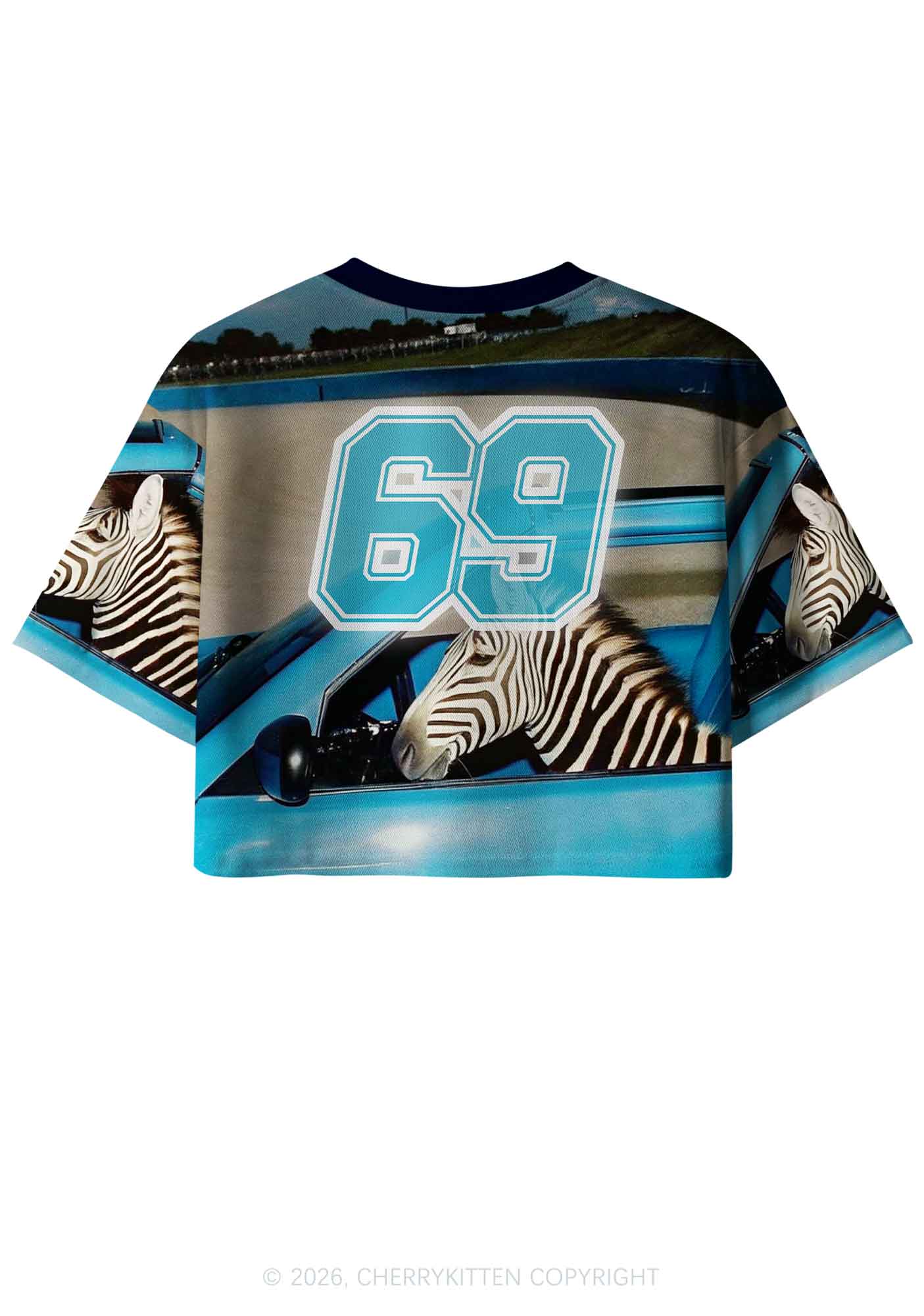 Zebra Driver Y2K Crop Sport Jersey Shirts Cherrykitten