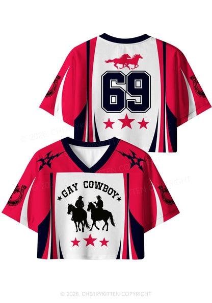 Gay Cowboy Pride Y2K Crop Sport Jersey Shirts Cherrykitten