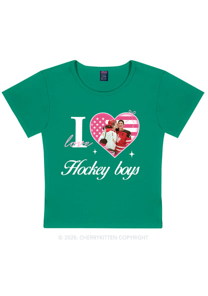 I Love US Hockey Boys HR Y2K Baby Tee Cherrykitten