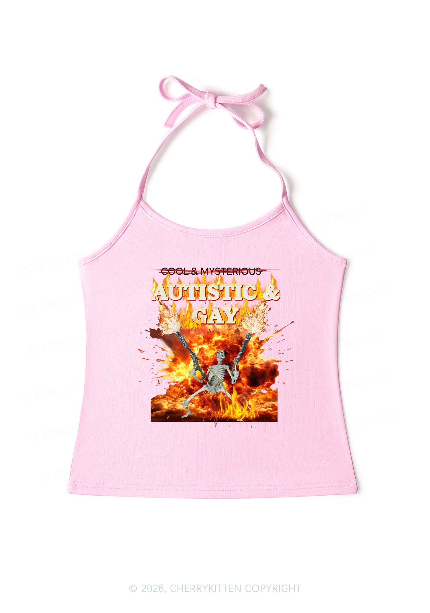 Autistic Gay Skeleton Pride Y2K Halter Neck Cami Cherrykitten