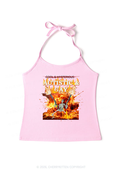 Autistic Gay Skeleton Pride Y2K Halter Neck Cami Cherrykitten