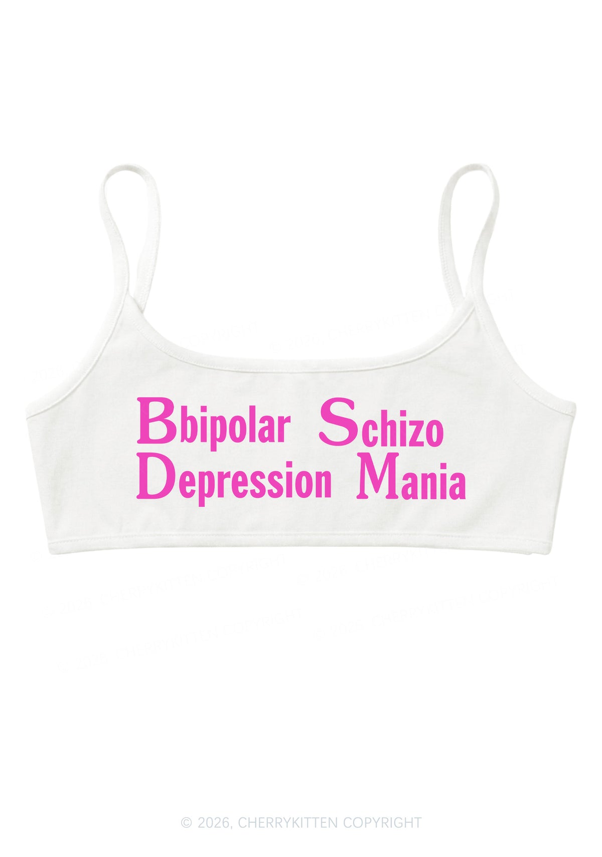 Bipolar Depression Schizo Mania Y2K Super Crop Cami Cherrykitten