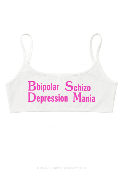 Bipolar Depression Schizo Mania Y2K Super Crop Cami Cherrykitten