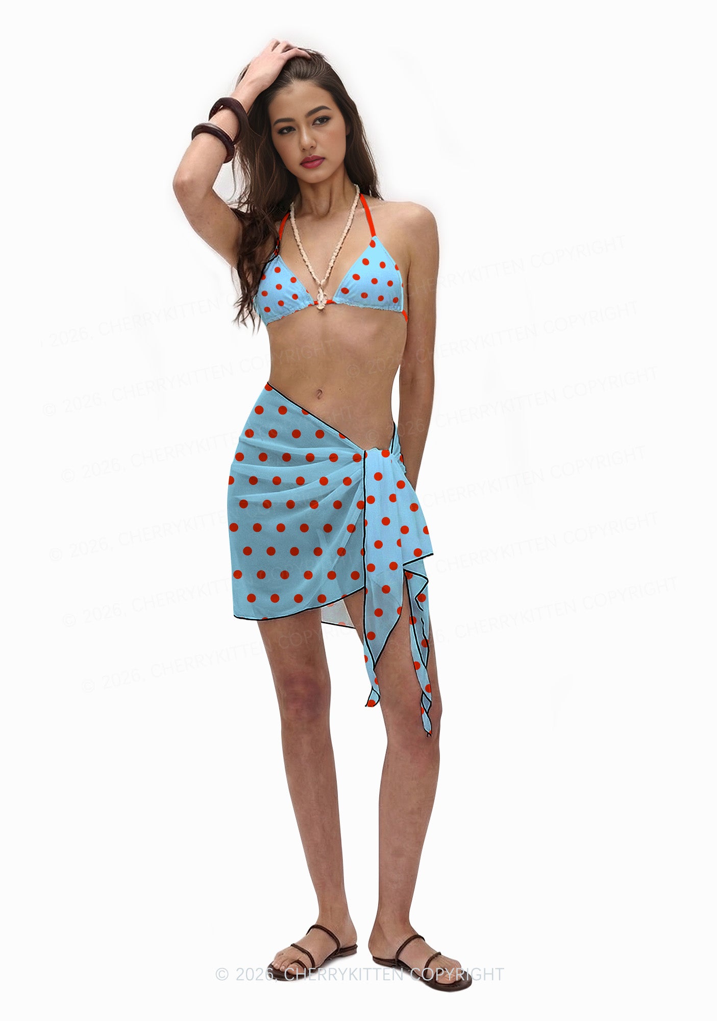 Blue And Red Dots Y2K Print Bikini Set Cherrykitten