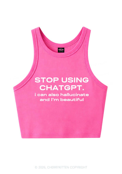 Stop Using GPT Y2K Crop Tank Top Cherrykitten