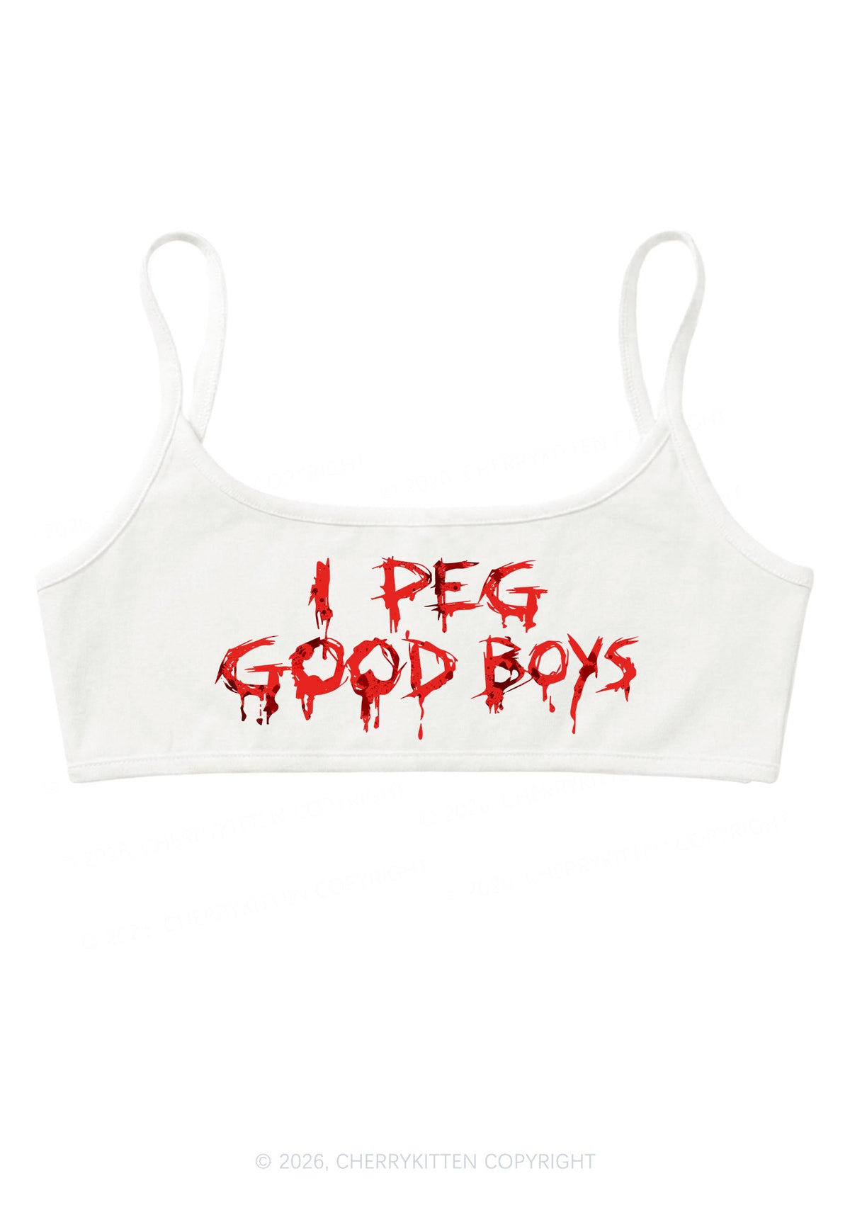 Halloween Blood Drip I Peg Good Boys Y2K Super Crop Cami Cherrykitten
