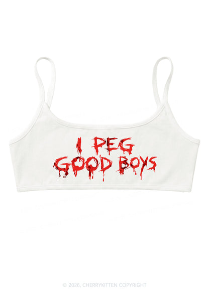 Halloween Blood Drip I Peg Good Boys Y2K Super Crop Cami Cherrykitten