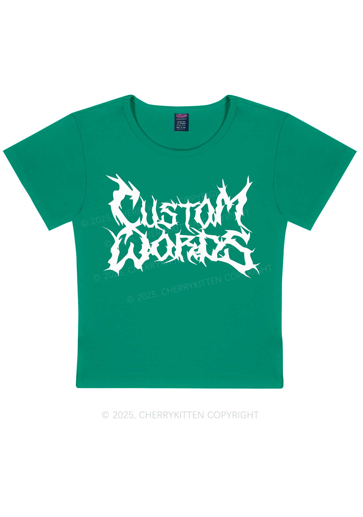 Custom Text Punk Font Y2K Baby Tee Cherrykitten