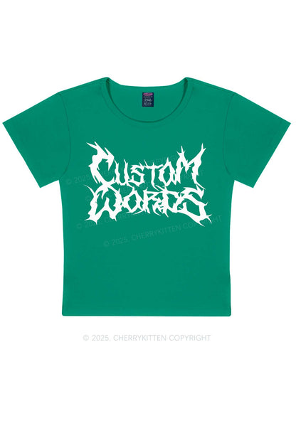 Custom Text Punk Font Y2K Baby Tee Cherrykitten