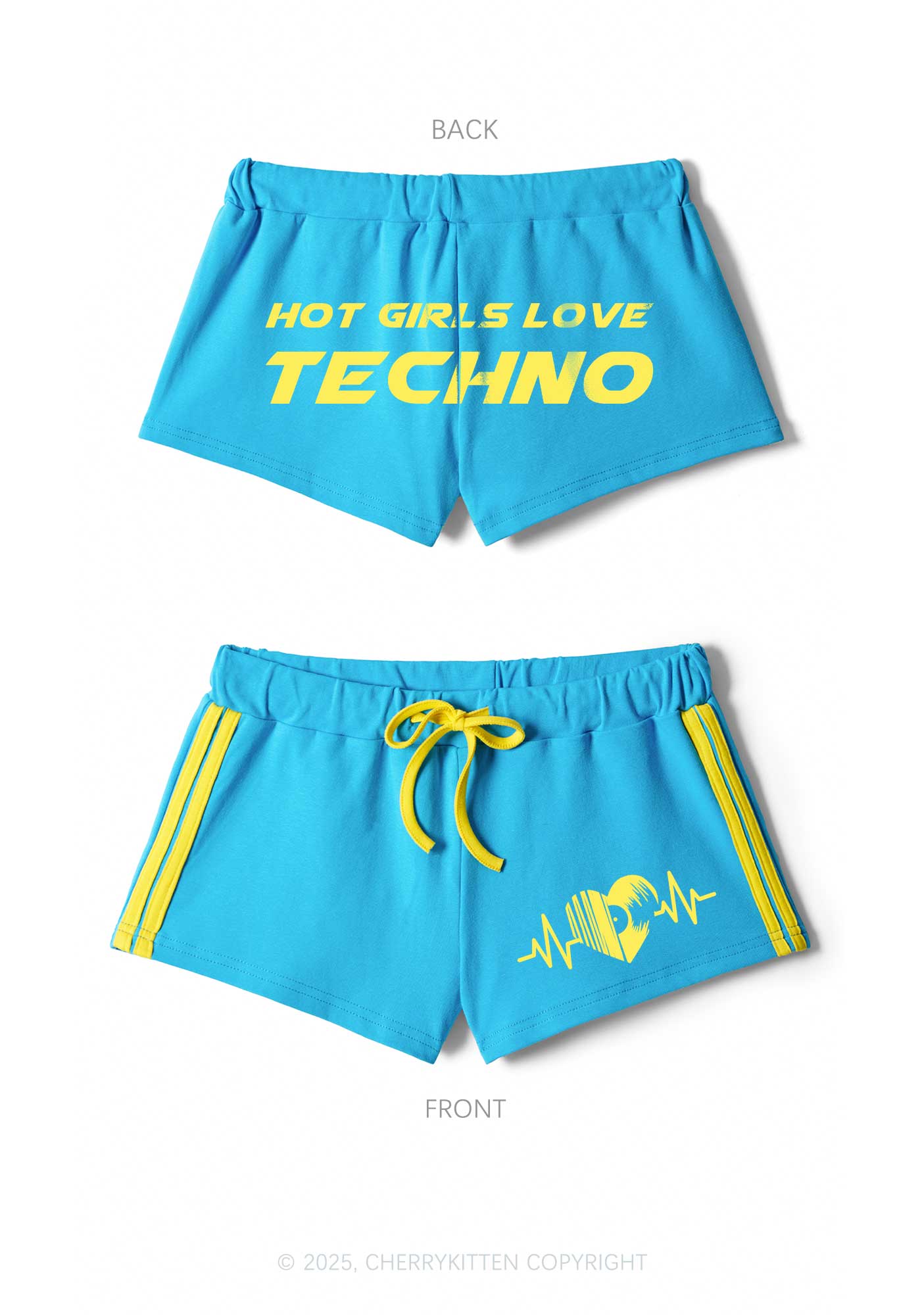 Hot Girls Love Techno Y2K Drawstring Mini Shorts Cherrykitten