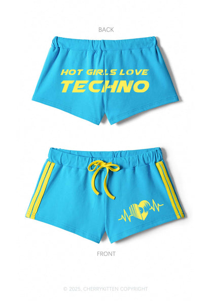 Hot Girls Love Techno Y2K Drawstring Mini Shorts Cherrykitten