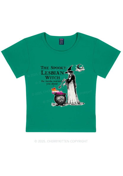 The Spooky Lesbian Witch Y2K Baby Tee Cherrykitten