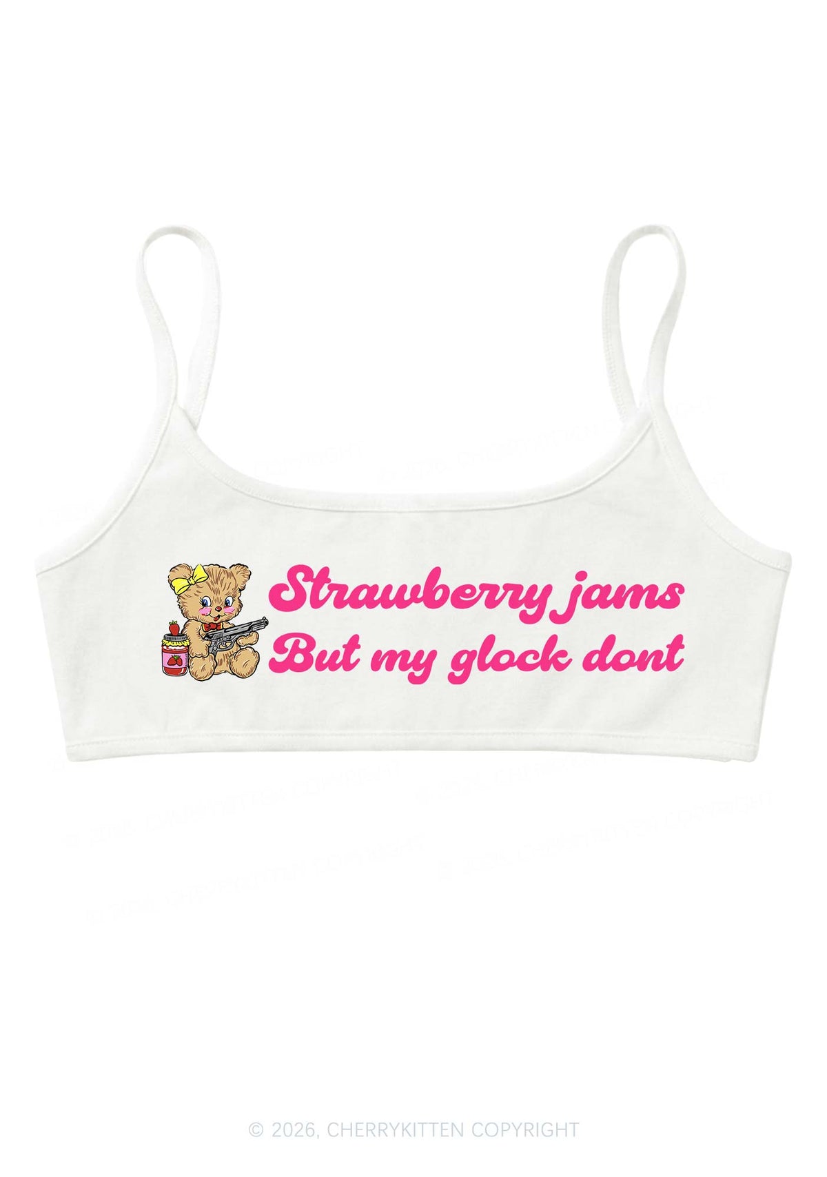 Strawberry Jams Bear Y2K Super Crop Cami Cherrykitten