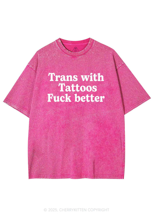 Trans With Tattoos Y2K Shirts Washed Tee Cherrykitten