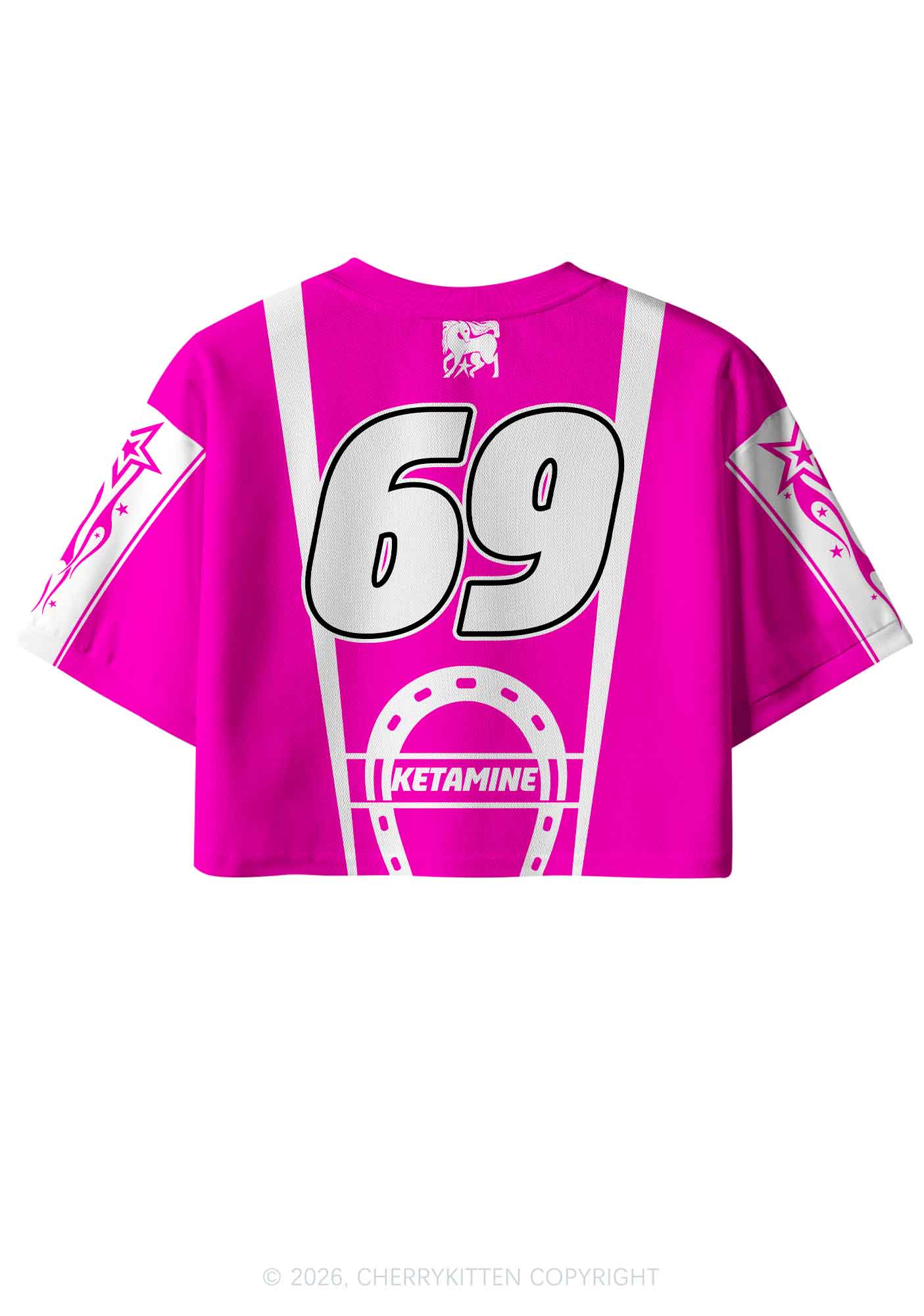Hot Pink K Pony Y2K Crop Sport Jersey Shirts Cherrykitten