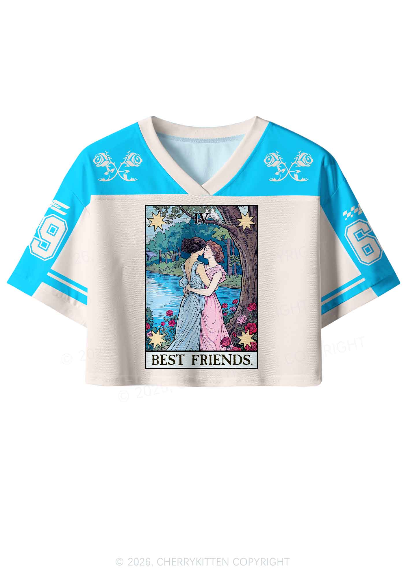Blue Best Friends Pride Y2K Crop Sport Jersey Shirts Cherrykitten