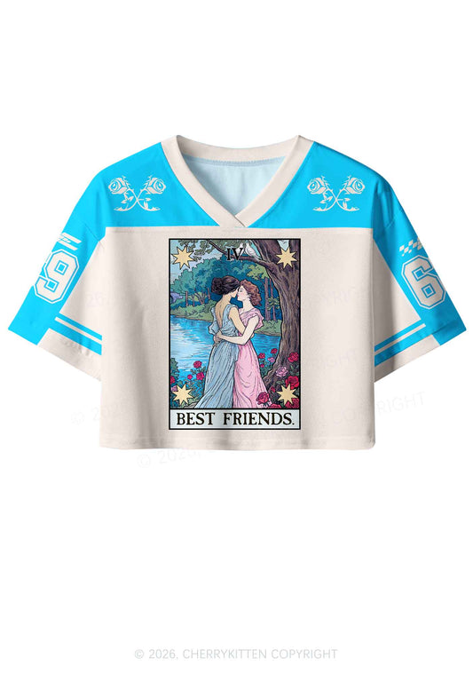 Blue Best Friends Pride Y2K Crop Sport Jersey Shirts Cherrykitten