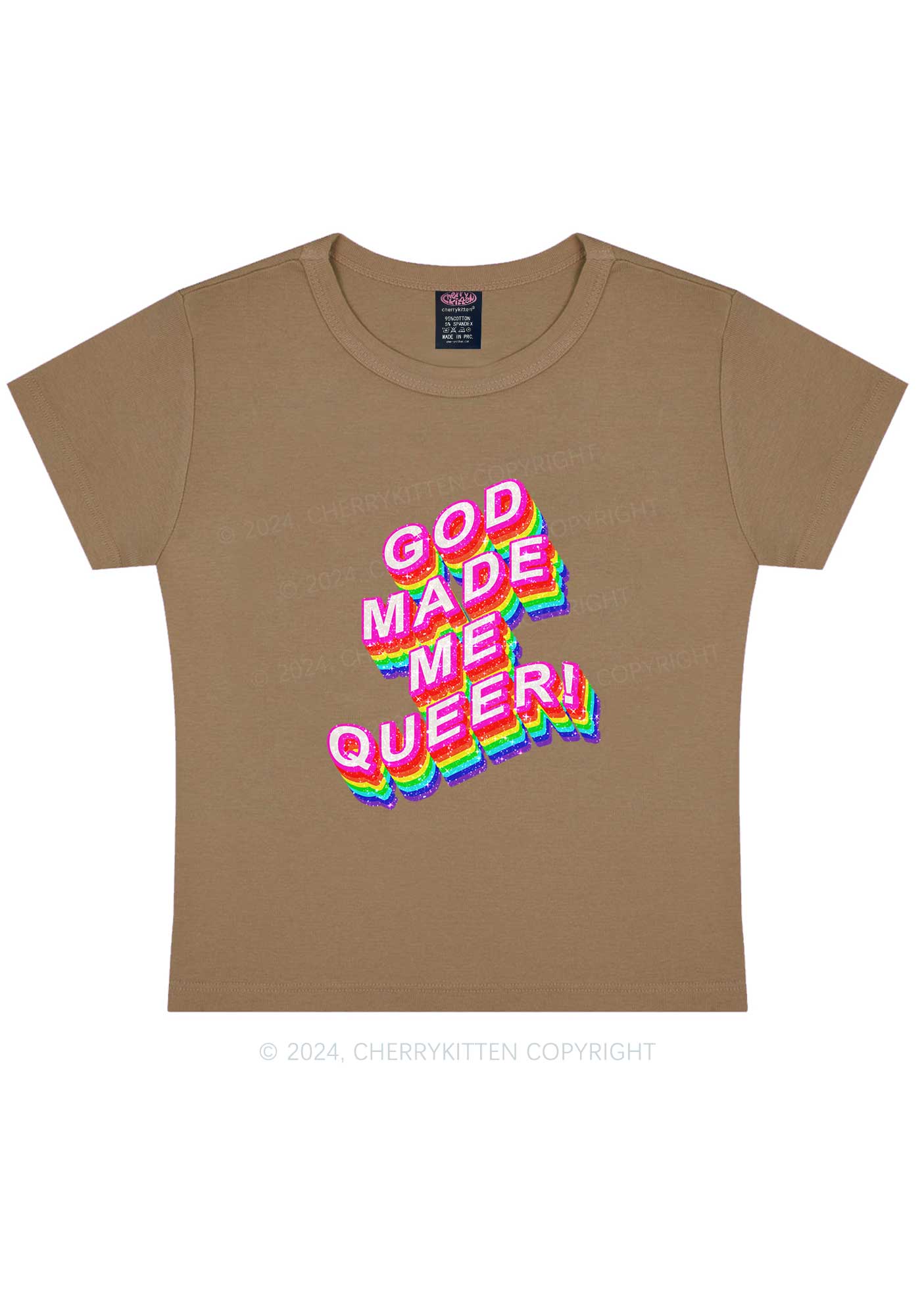 God Made Me Queer Y2K Baby Tee Cherrykitten