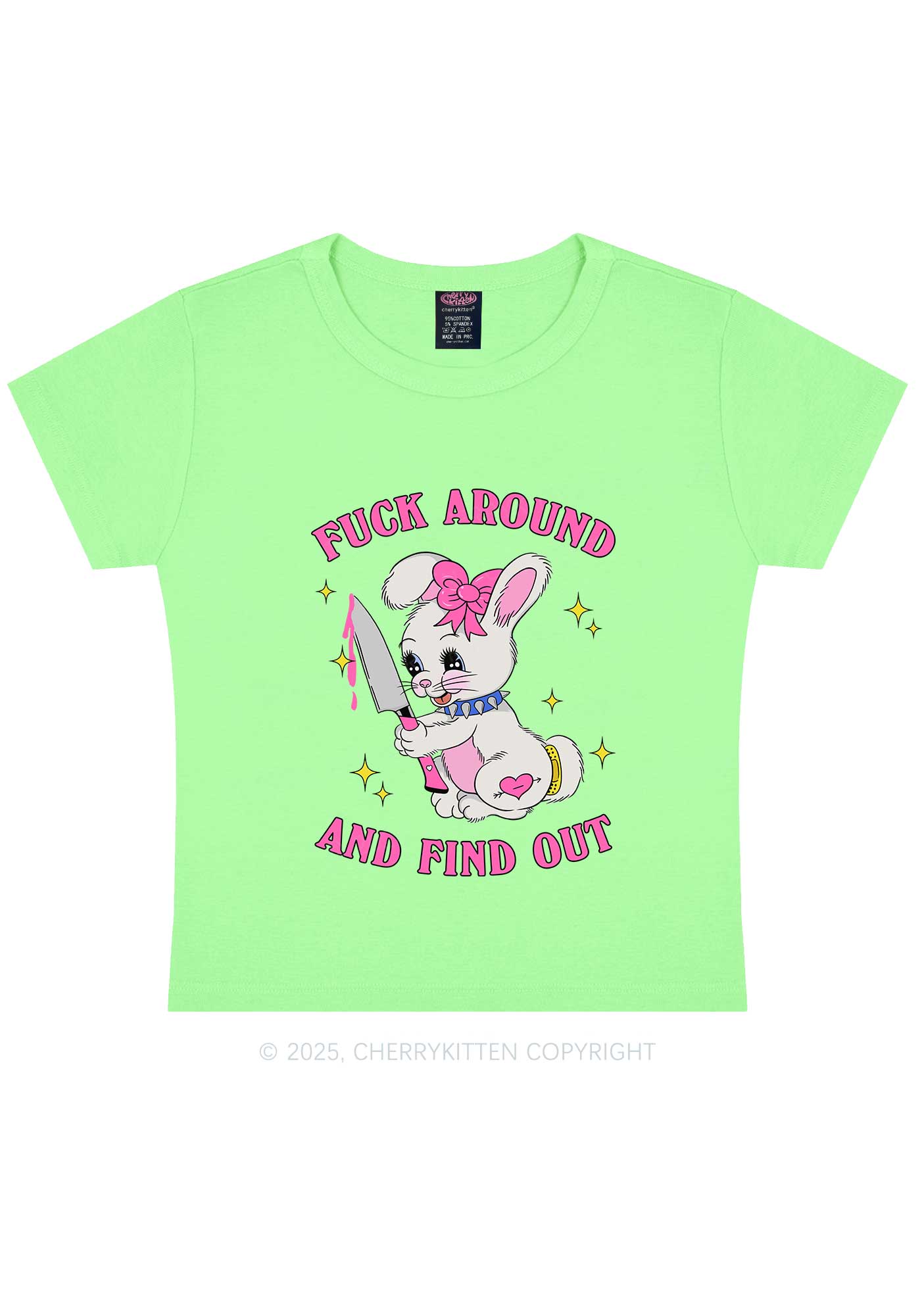 Fxxk Around Bunny Y2K Baby Tee Cherrykitten