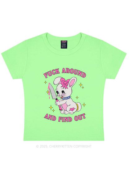 Fxxk Around Bunny Y2K Baby Tee Cherrykitten