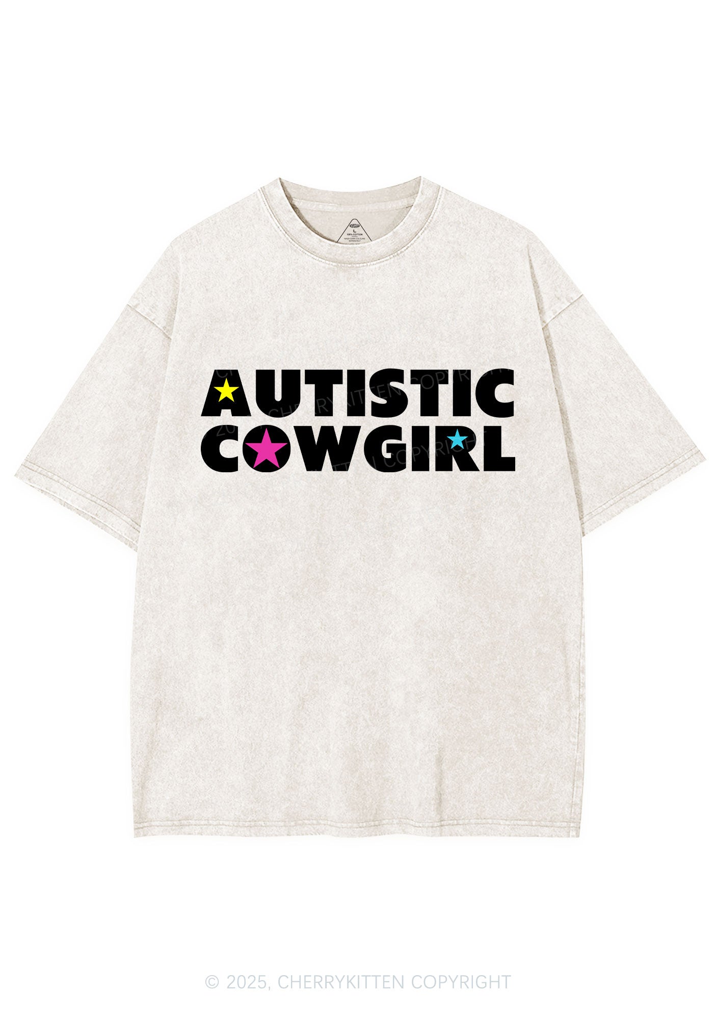 Autistic Cowgirl Y2K Shirts Washed Tee Cherrykitten