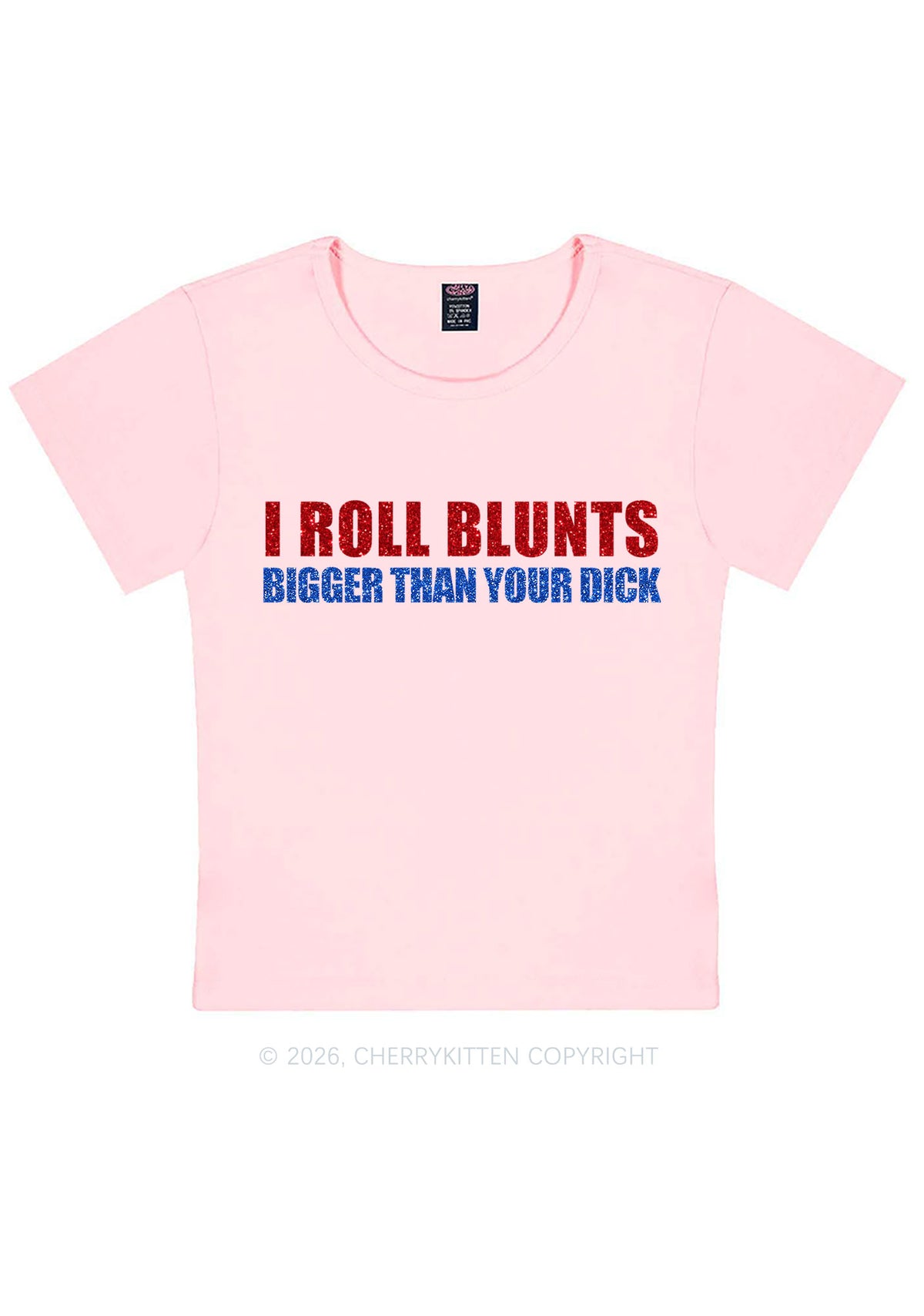 Glitter I Roll Blunts Y2K Baby Tee Cherrykitten