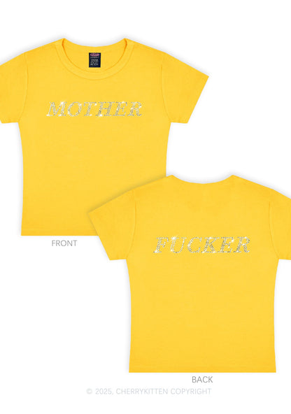Rhinestone Motherfxcker Two Sides Y2K Baby Tee Cherrykitten