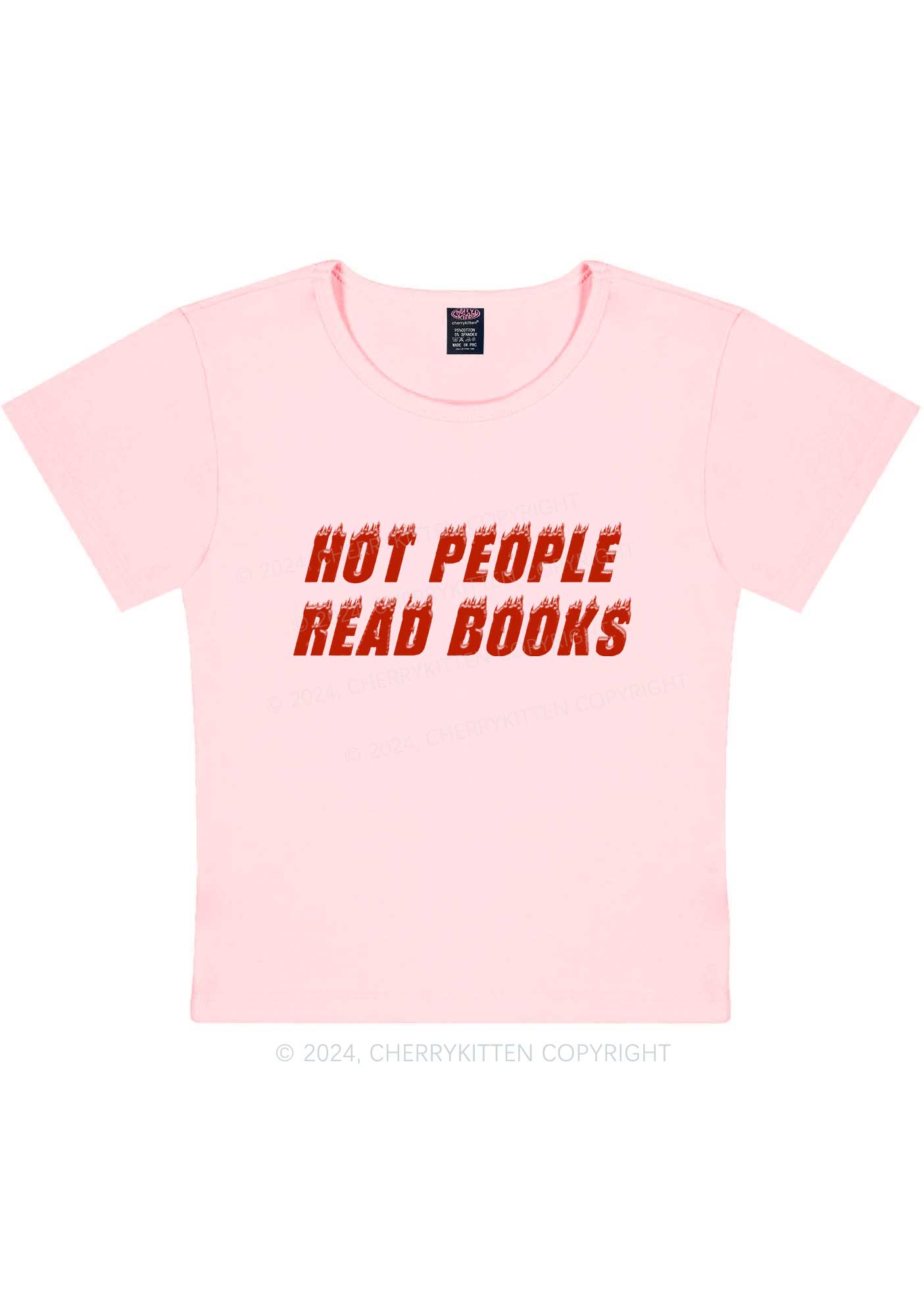 Hot People Read Books Y2K Baby Tee Cherrykitten