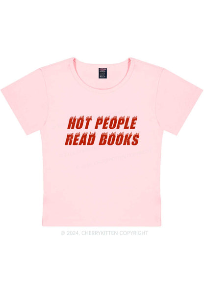 Hot People Read Books Y2K Baby Tee Cherrykitten