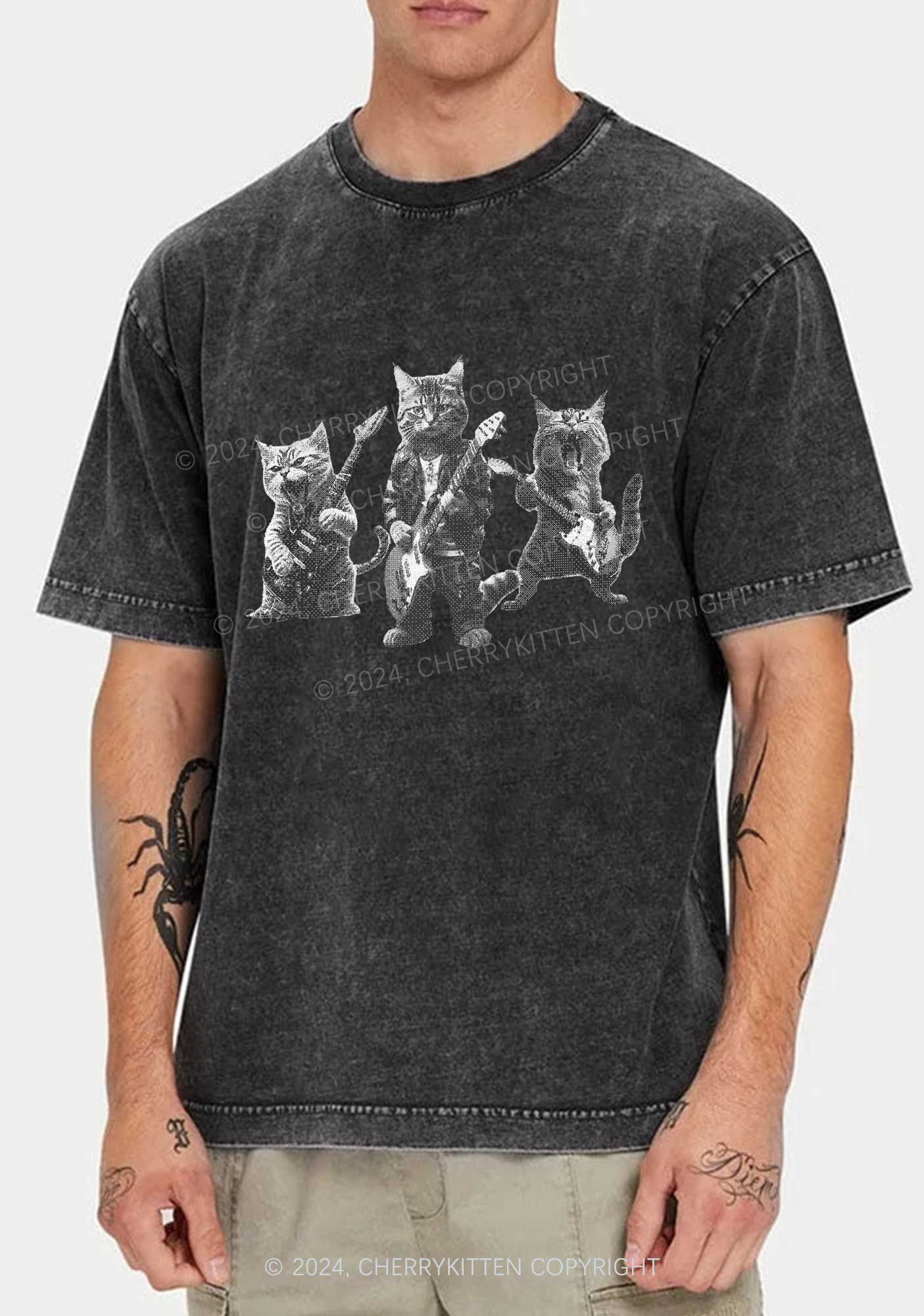 Guitar Cats Y2K Washed Tee Cherrykitten