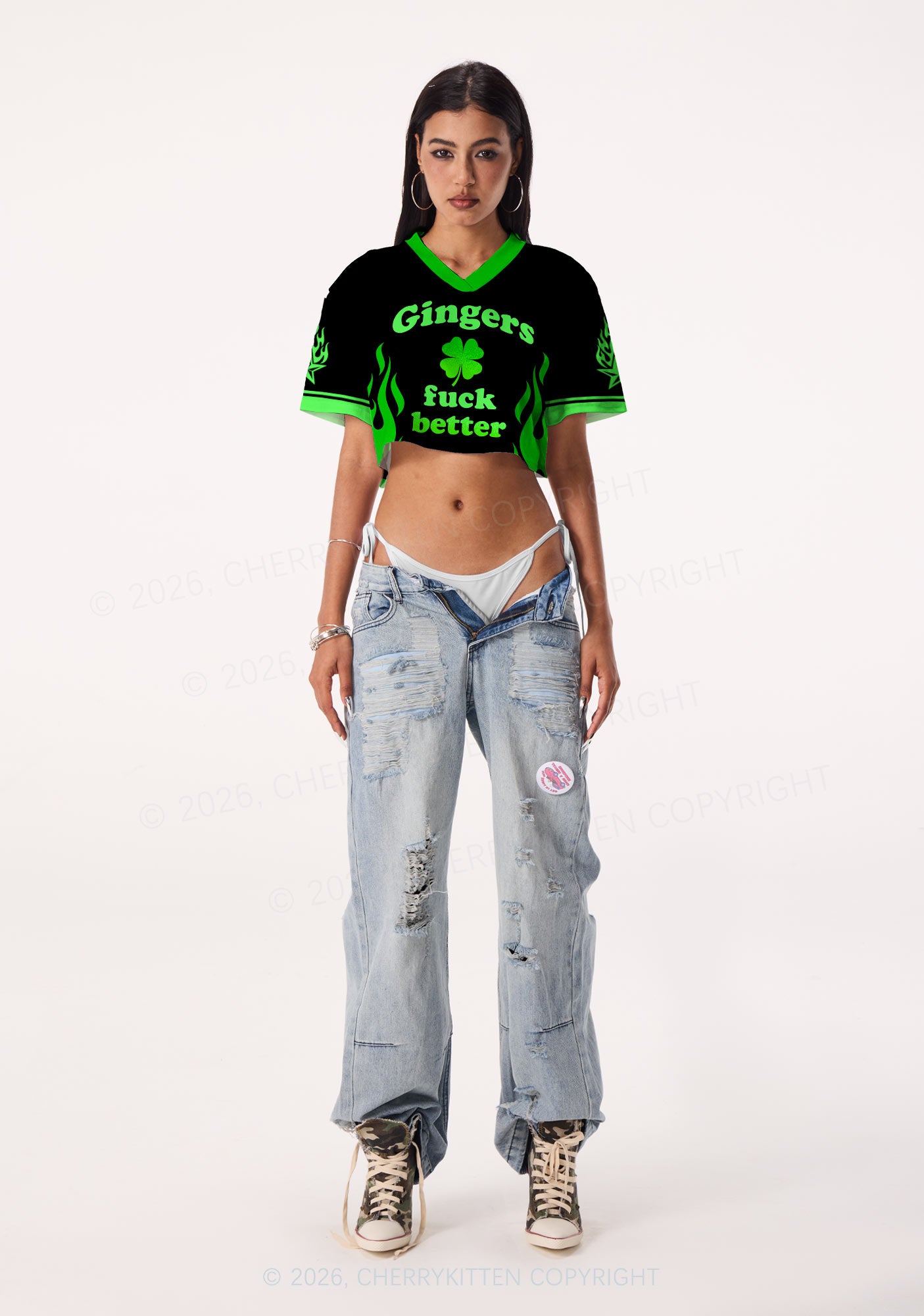 Custom Gingers Fxxk Better St Patricks Y2K Crop Sport Jersey Shirts Cherrykitten