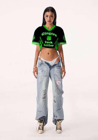 Custom Gingers Fxxk Better St Patricks Y2K Crop Sport Jersey Shirts Cherrykitten