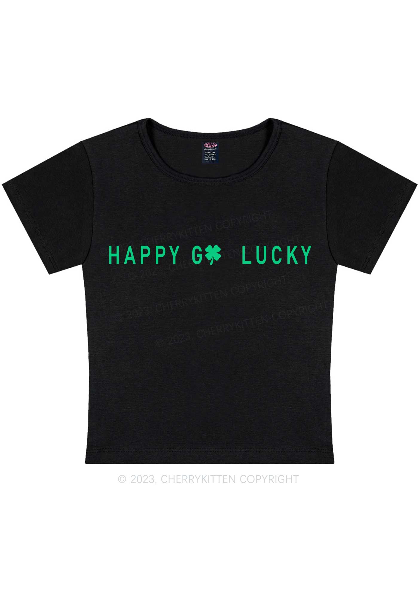 Happy Go Lucky St Patricks Y2K Baby Tee Cherrykitten