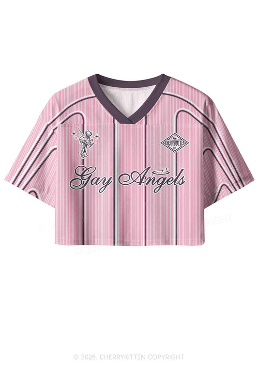 Gay Angels Pride Y2K Crop Sport Jersey Shirts Cherrykitten