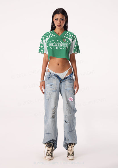 Custom Slainte St Patricks Y2K Crop Sport Jersey Shirts Cherrykitten
