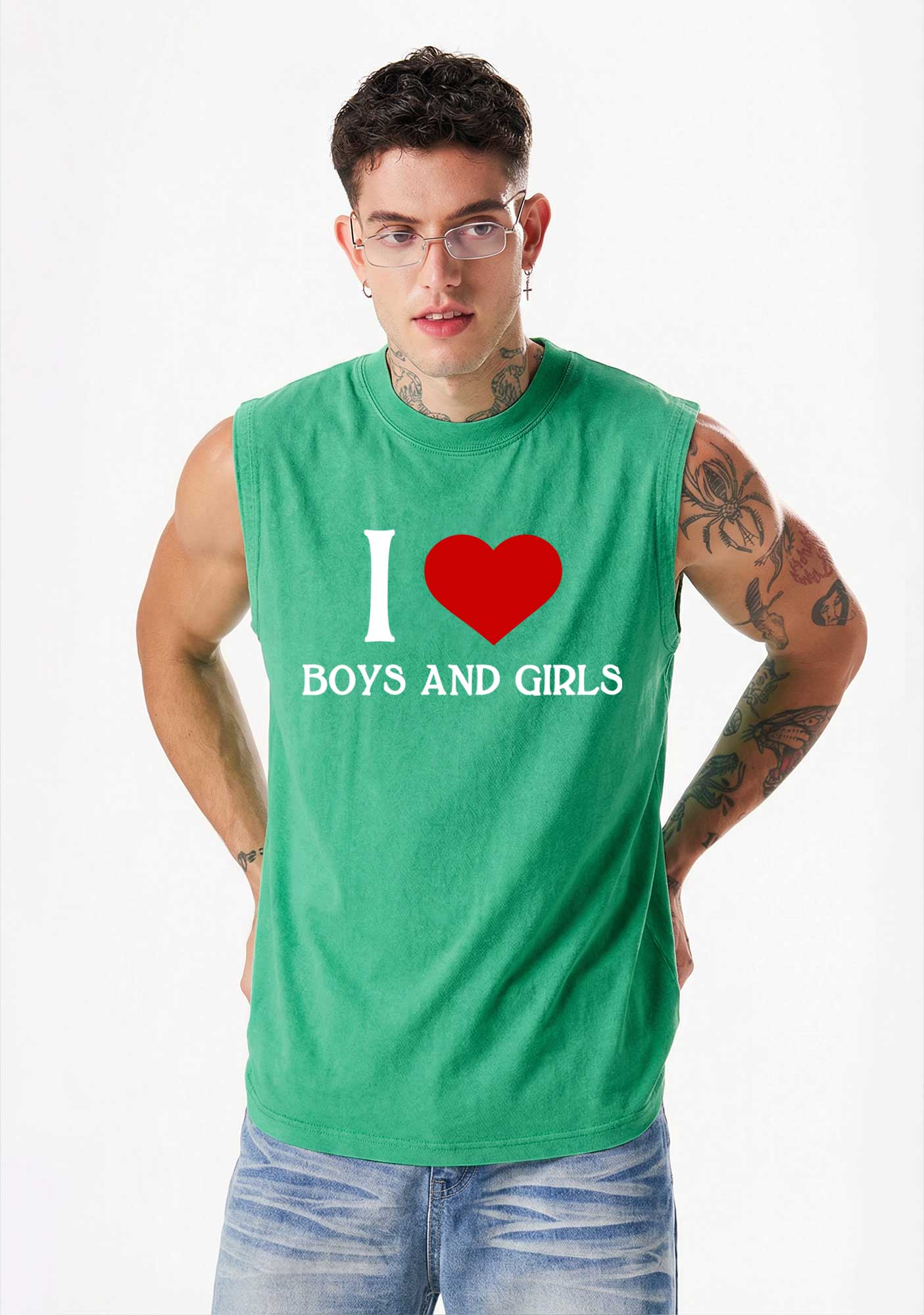 I Love Boys and Girls Pride Y2K Washed Muscle Tank Cherrykitten