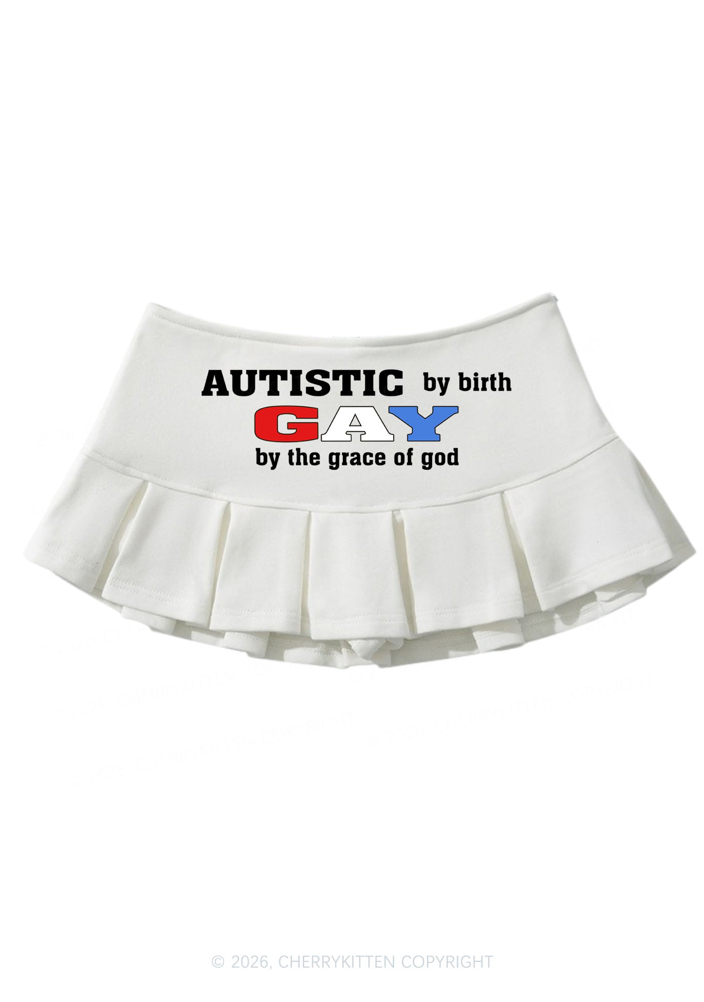 Autistic By Birth Gay Pride Y2K Mini Pleated Skirts Cherrykitten