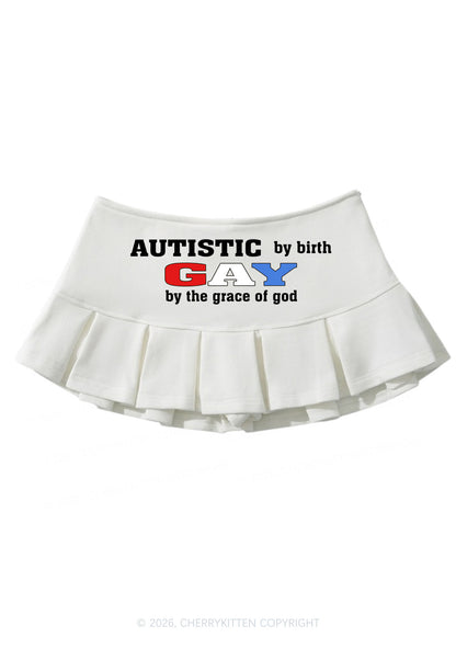 Autistic By Birth Gay Pride Y2K Mini Pleated Skirts Cherrykitten