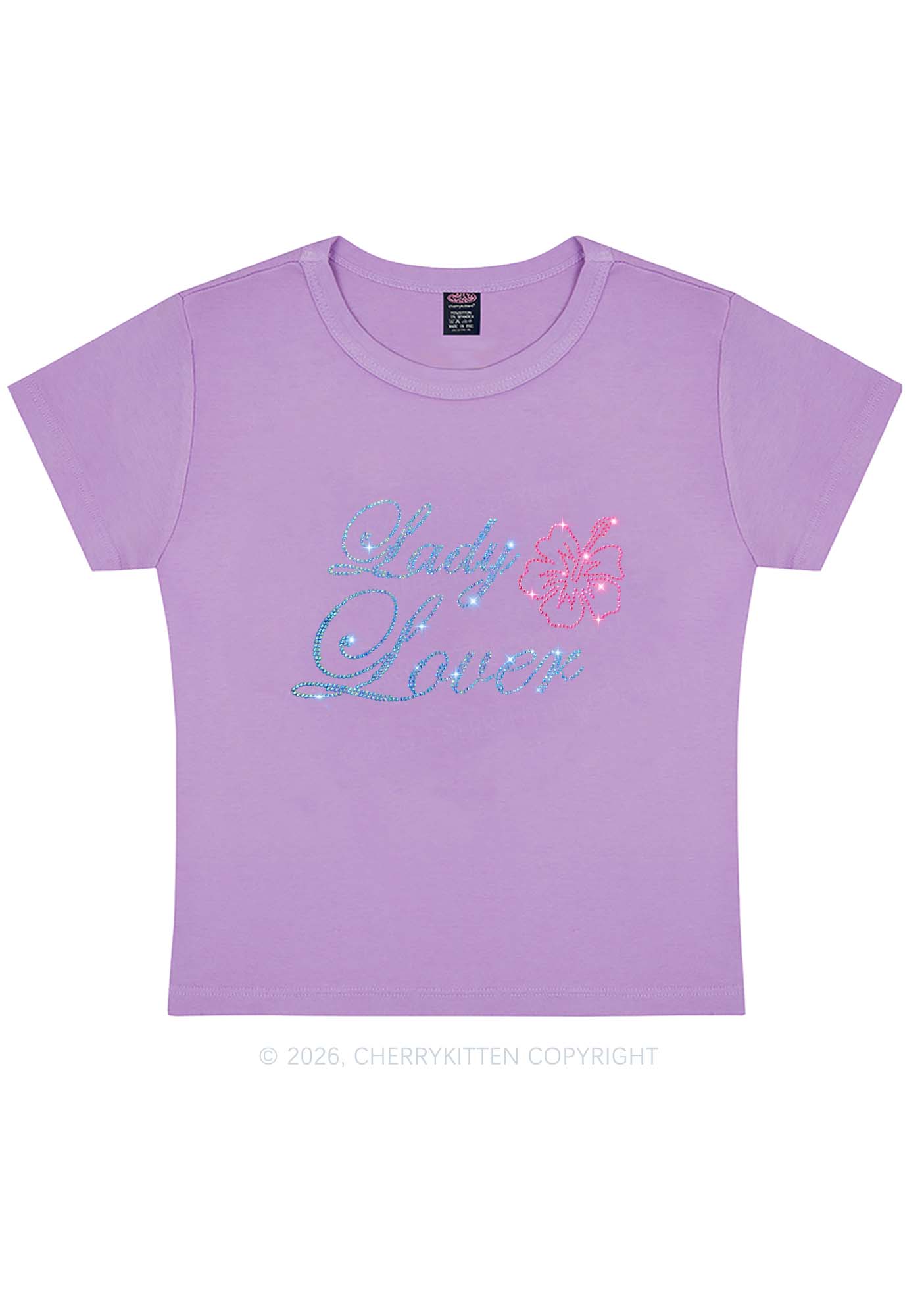 Rhinestone Lady Lover Pride Y2K Baby Tee Cherrykitten