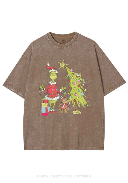 Christmas Tree Gift Y2K Washed Tee Cherrykitten