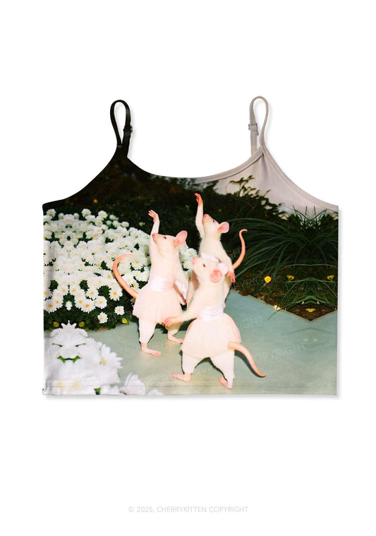 Ballet Rats Y2K Print Cami Crop Top Cherrykitten
