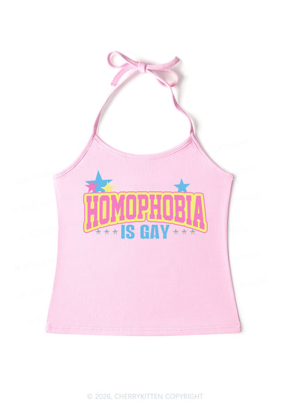Homophobia Is Gay Pride Y2K Halter Neck Cami Cherrykitten