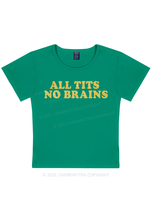 Glitter All Txts No Brains Y2K Baby Tee Cherrykitten