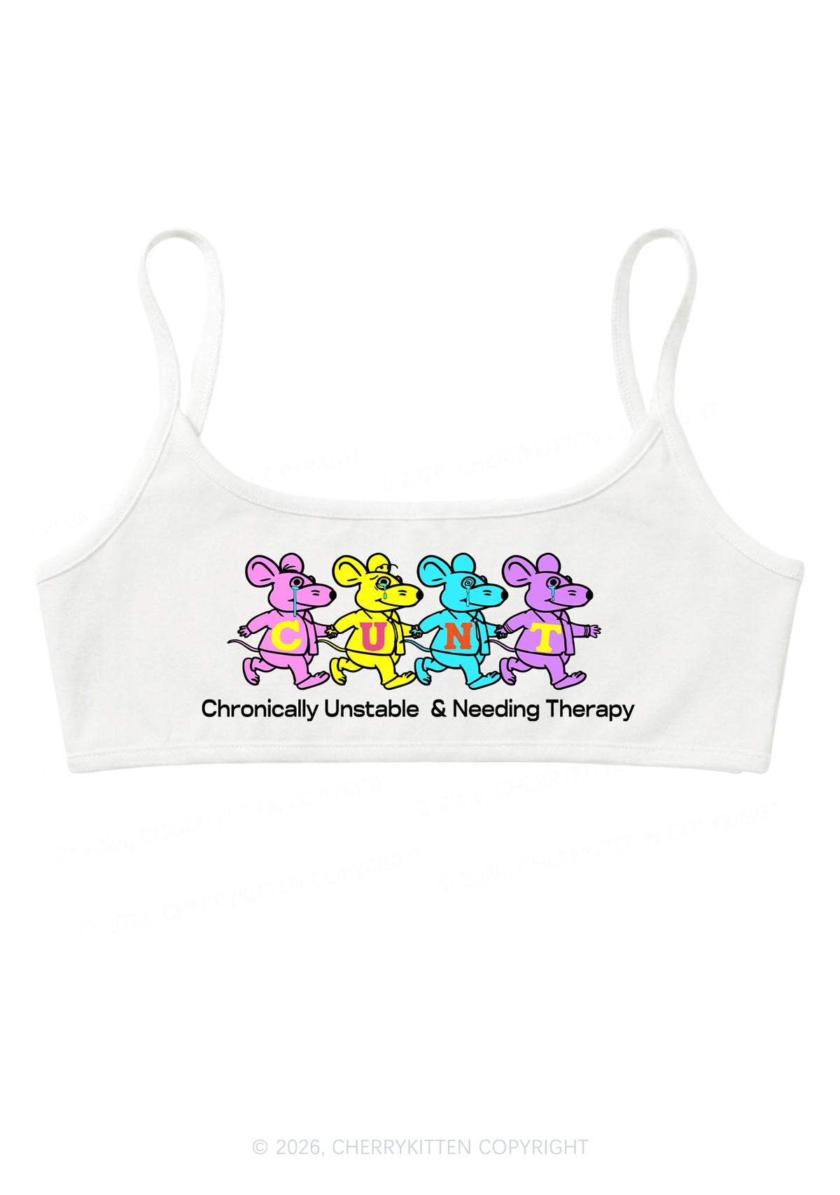Chronically Unstable Needing Therapy Y2K Super Crop Cami Cherrykitten