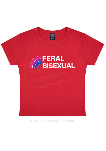 Feral Bisexual Pride Y2K Baby Tee Cherrykitten