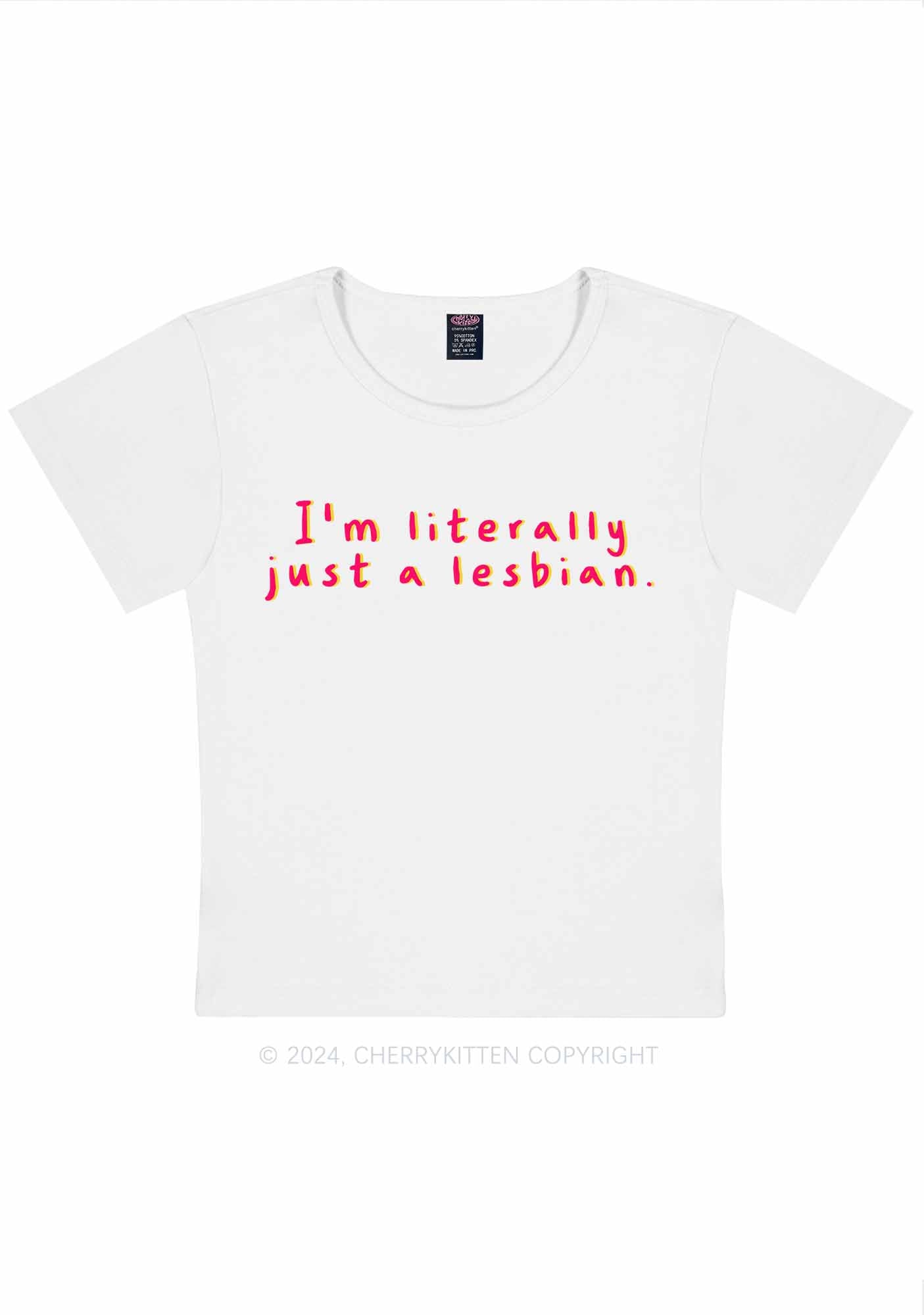 Curvy Just A Lesbian Y2K Baby Tee Cherrykitten