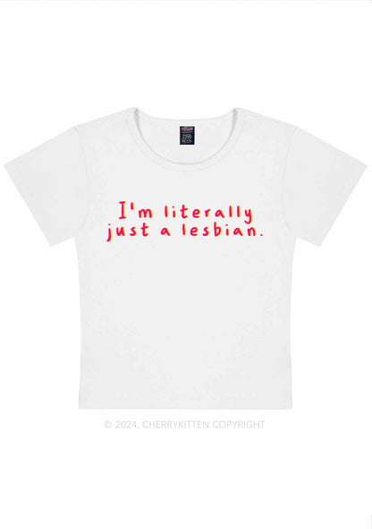 Curvy Just A Lesbian Y2K Baby Tee Cherrykitten