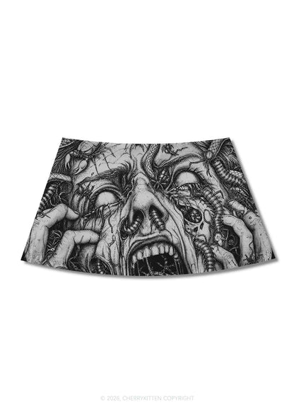 Halloween Insect On Face Y2K Print Mini Skirt Cherrykitten
