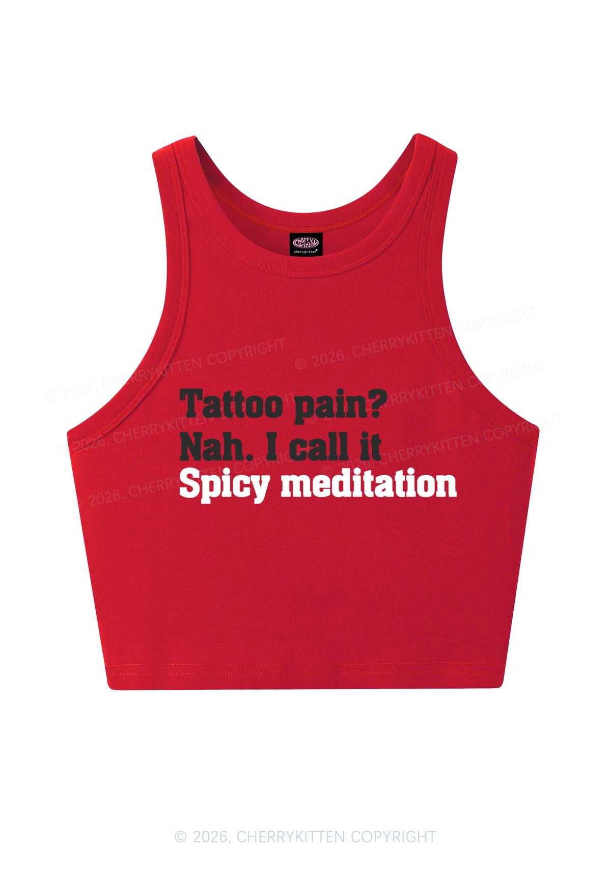 Tattoo Pain Spicy Meditation Y2K Crop Tank Top Cherrykitten